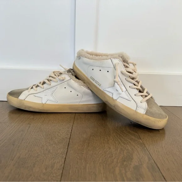 Golden Goose Super-Star Sabot White Leather Star Shearling lining Sneaker - Picture 3 of 7